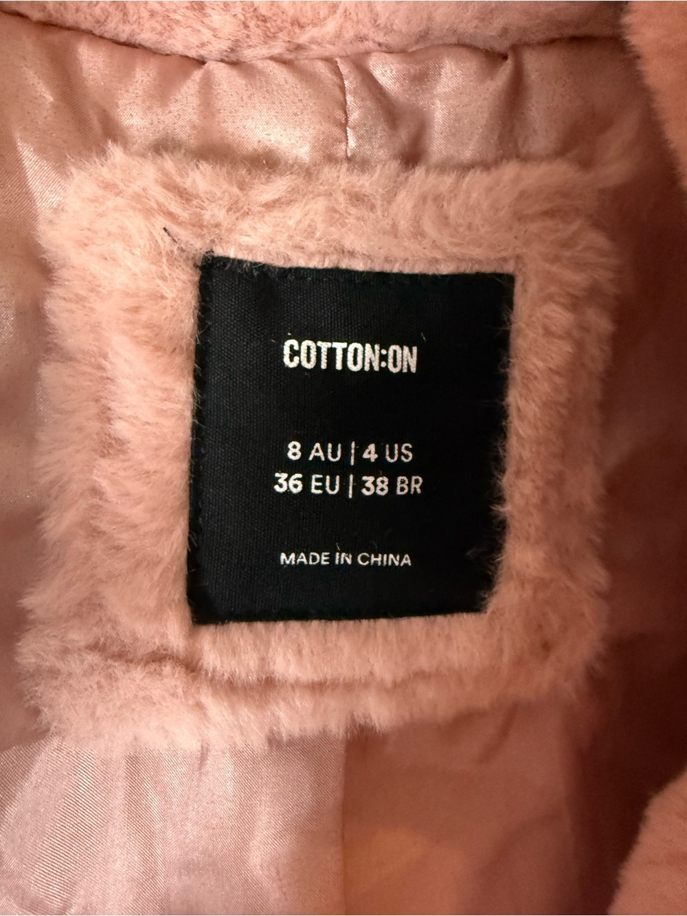 Cotton On Dusty Pink Faux Fur Cropped Teddy Jacket size:4 - Picture 3 of 13